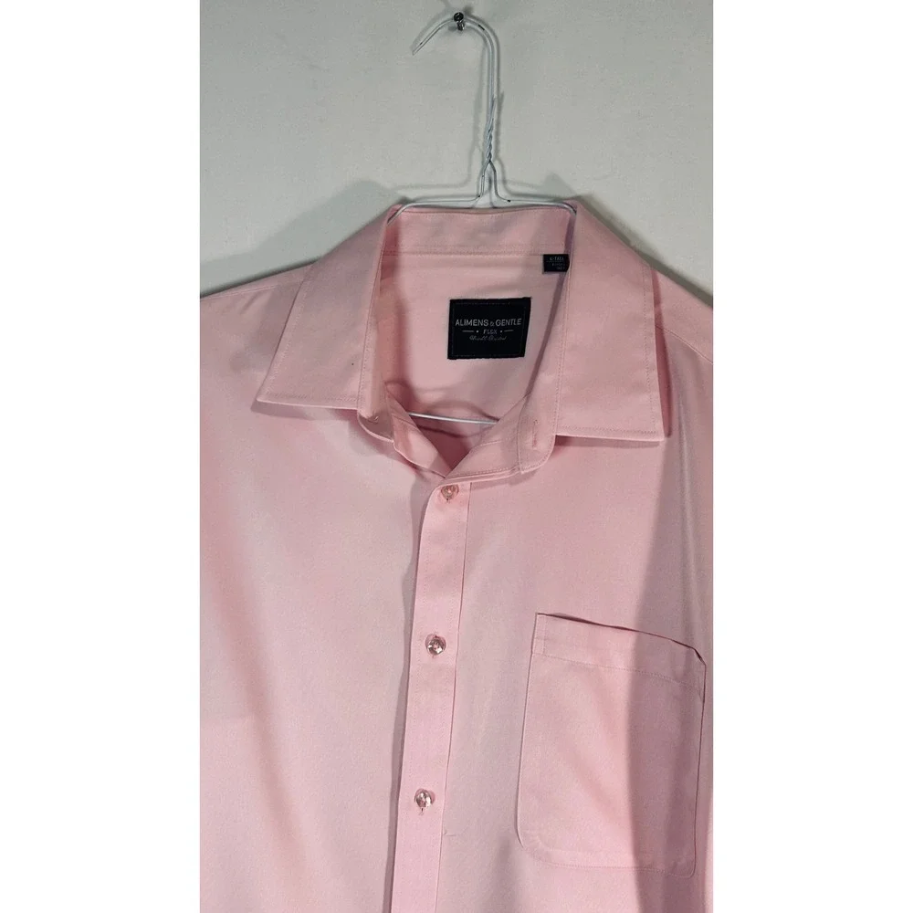 Alimens & Gentle Flex Mens Pink Long Sleeve Button Down Dress Shirt Size L Tall - Picture 3 of 13
